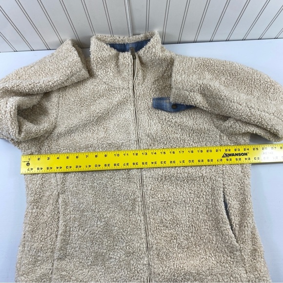 Pendleton Women’s Cream Blue Plaid Accent Fuzzy Full Zip Teddy Jacket XL - Picture 11 of 15